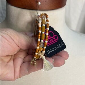 Paparazzi Multicolor Beaded Coil Bracelet with Horseshoe and Tassel